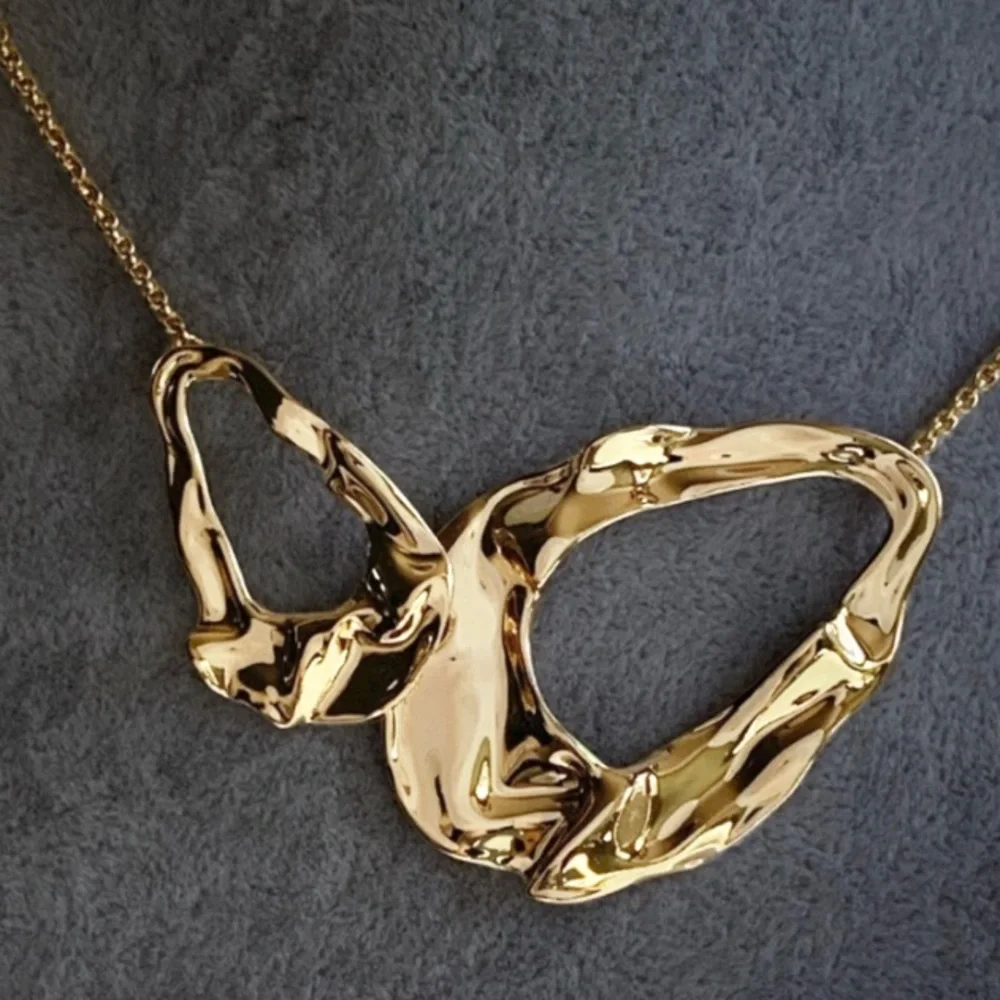 ALEXIS BITTAR • Retro Gold Collection Molten Liquid Crumpled Link Necklace